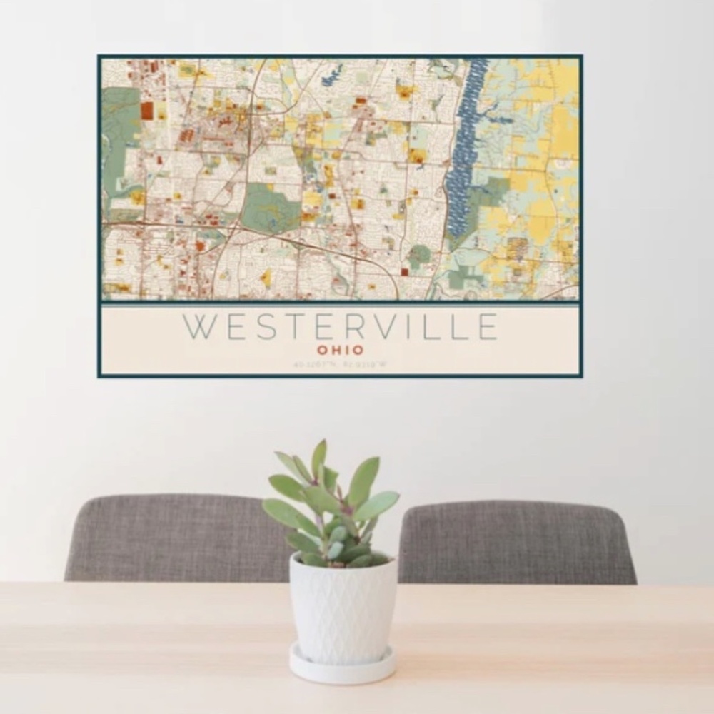 Westerville - Ohio Map Print 12" by 18"
